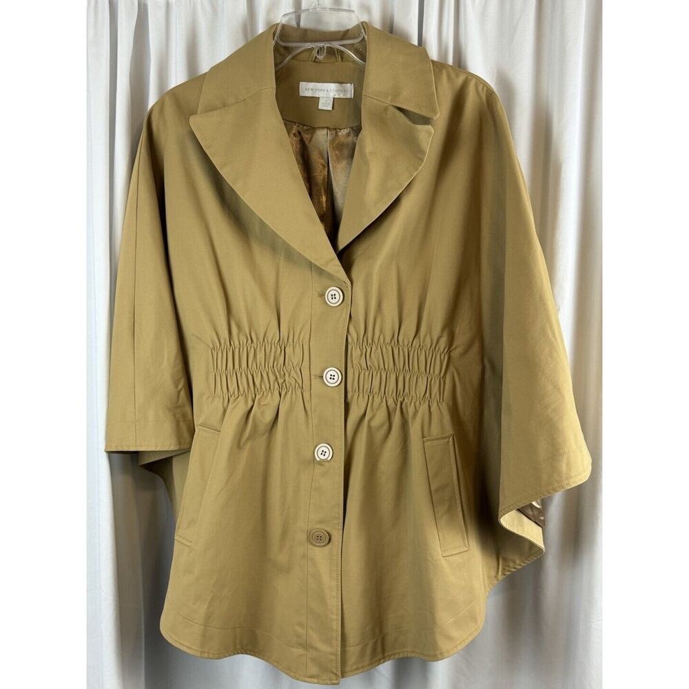 New York & Co Cape Tan M academia Preppy fantasy professional outdoor 63-16 - Picture 9 of 16